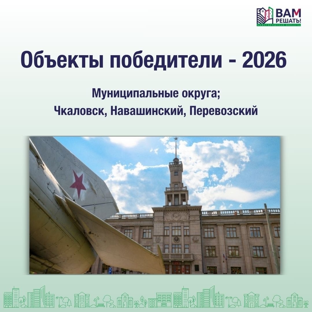 Победители — 2026. Муниципальные округа: Чкаловск, Навашинский, Перевозский.